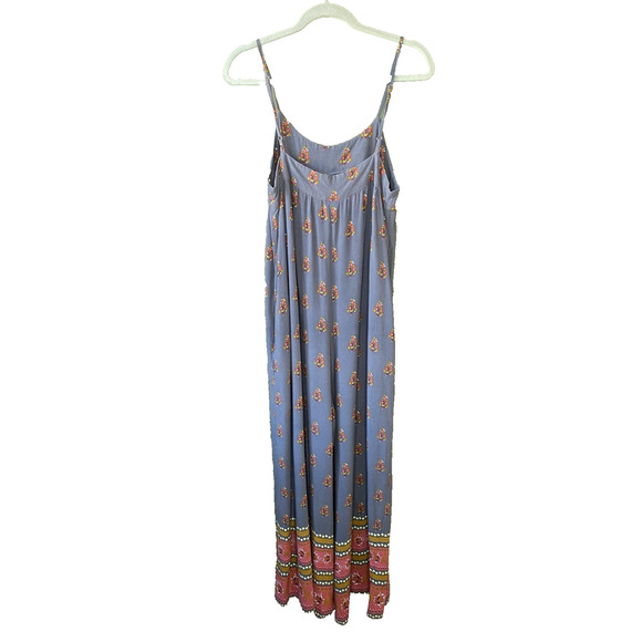 NATURAL LIFE Jumpsuit Size Medium Wide Leg Loose Gray Blue Bohemian Rayon Romper - Picture 3 of 12